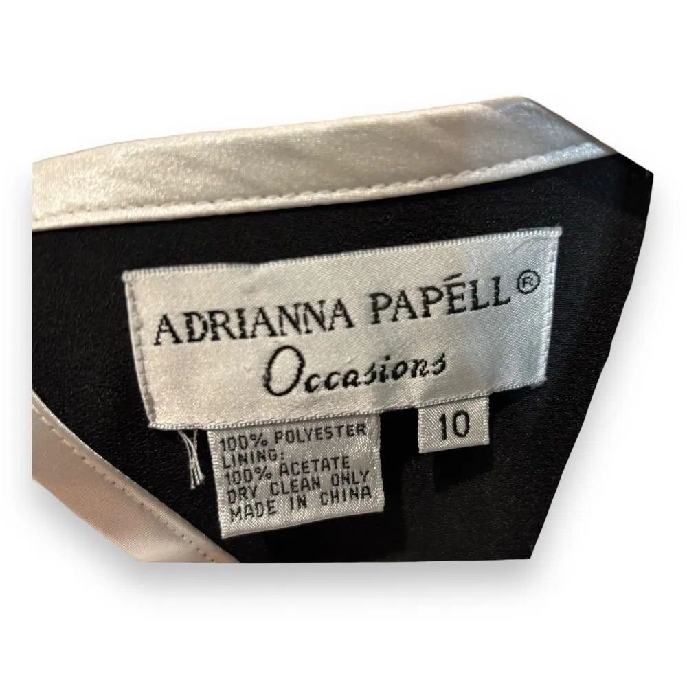 Adrianna Papell Occasions Black White Sleeveless Dress Sz 10 Women's Midi - Image 3