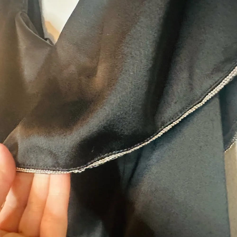 DELVIN Black Off Shoulder Silver Trimmed Detail Ruffle Pocket Jumpsuit size 8 - Image 8