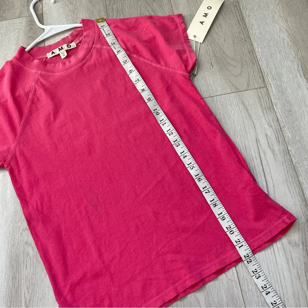 AMO Raglan Tee NWT cap sleeve distressed womens Pink (xsmall) casual bright Size XS - Image 5