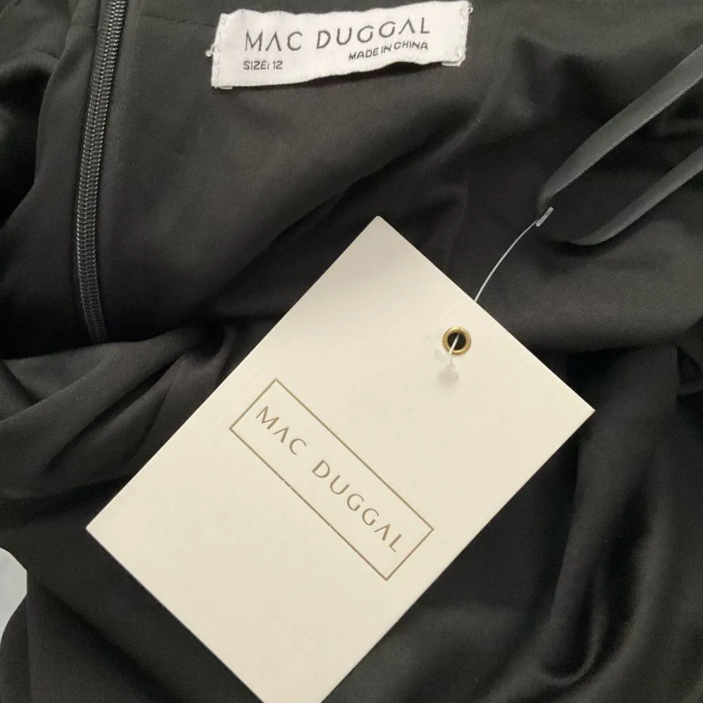 MAC DUGGAL 11775 Black Draped Pearl Beaded Mermaid Gown Dress - Image 14