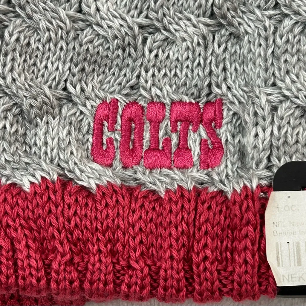 Indianapolis Colts NFL New Era Breast Cancer Awareness Knit Beanie Hat Cap Women Gray - Image 5