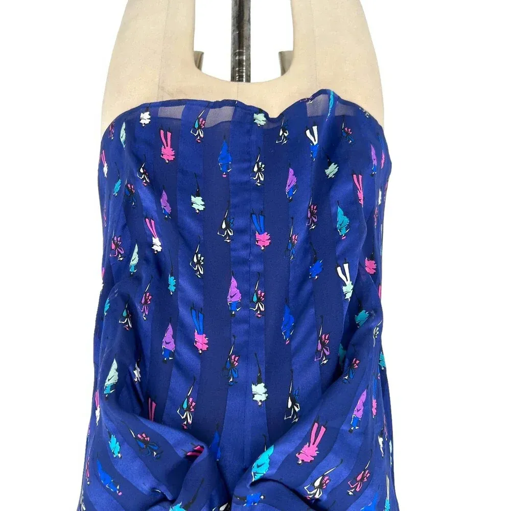 Emporio Armani Blue Runway Model Printed Sleeveless Blouse‎ Size 38 / US 2 - Image 3