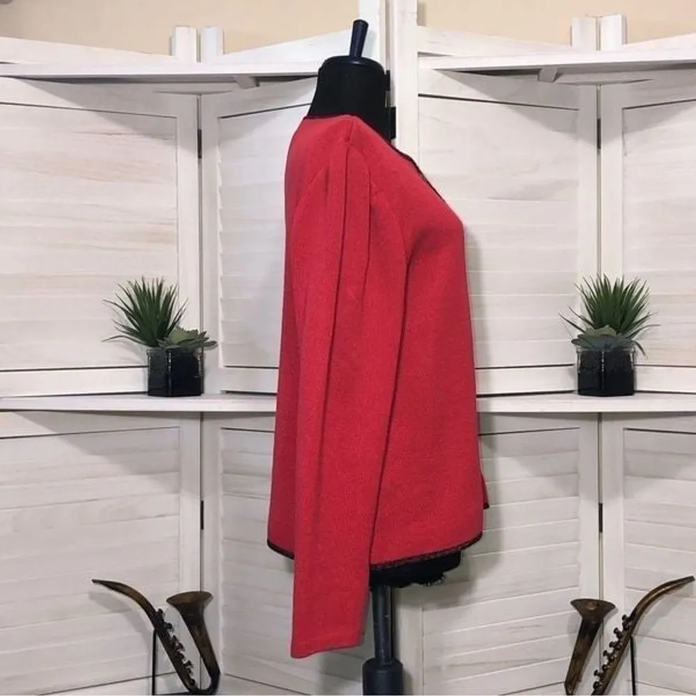 Leslie Fay Vintage 60s 70s Red Knit Buttoned Cardigan Large - Image 5