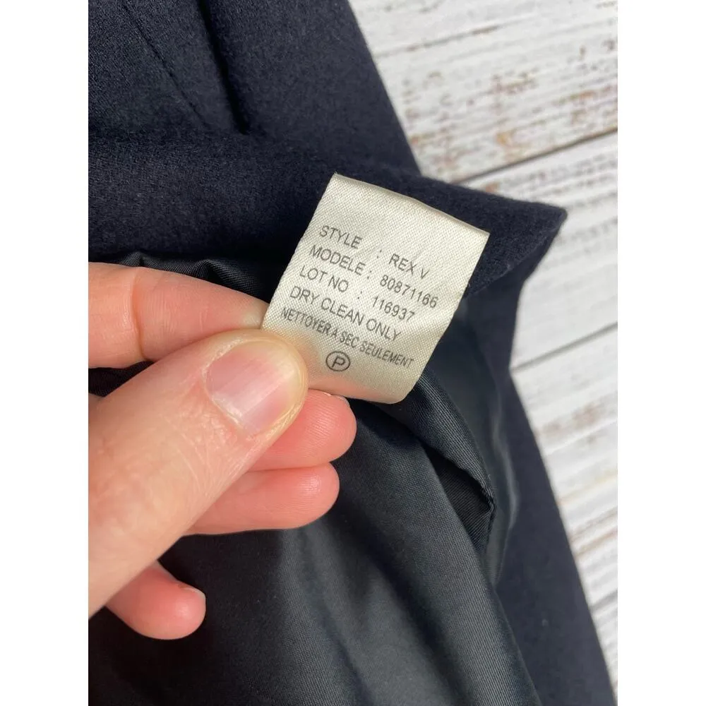 Theory Vintage Rex V Virgin Wool Black Double Button Blazer Jacket 4 Career - Image 4