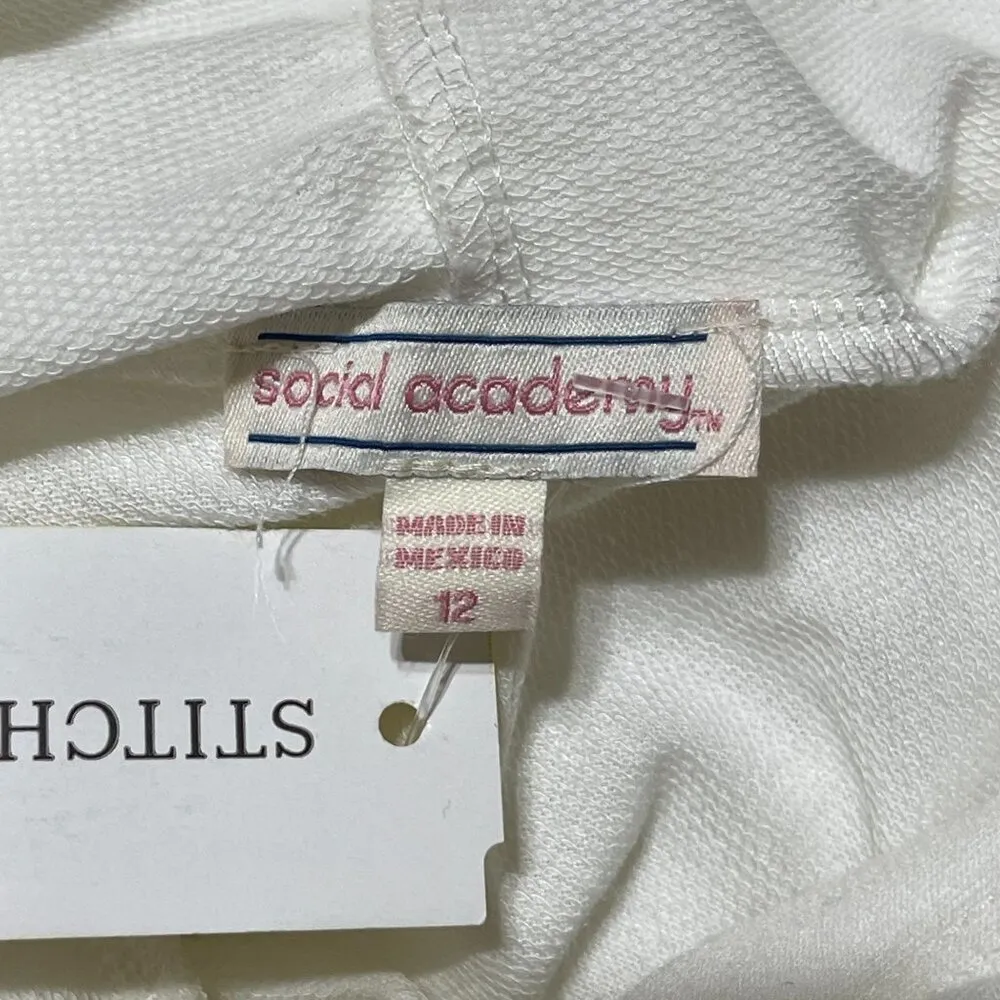 New Social Academy Basha Hoodie Pullover Shirt Top Long Sleeve White Size 12 - Image 4