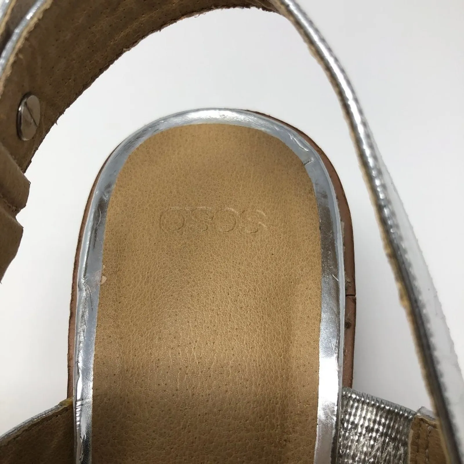 ASOS Silver Metallic Heel Sandals Block Heel Size 5 - Image 2