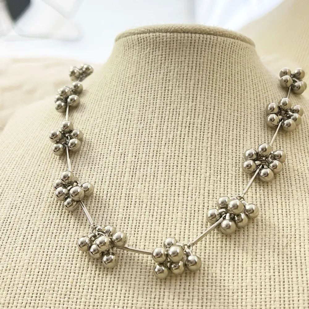 Silver Plated Ball Beads Womens Necklace jewelry Stainless Steel - Image 4