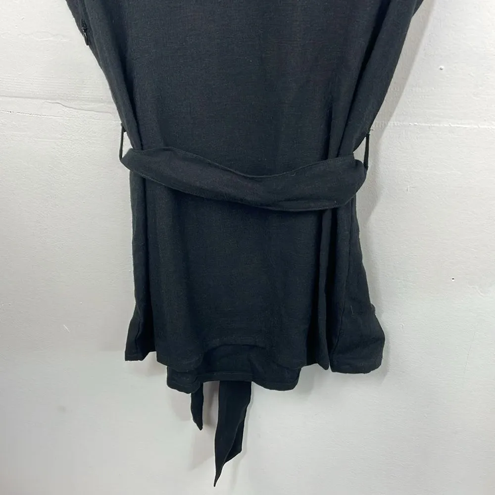 Katherine McConnell Black Sleeveless Fitted top 100% Linen size Medium Black - Image 6