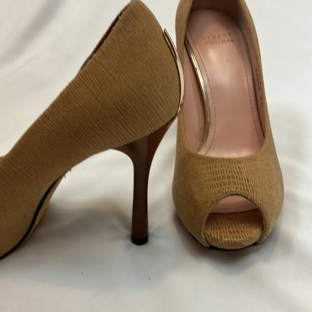 Stuart Weitzman Carmel color peek toe pumps - Image 7
