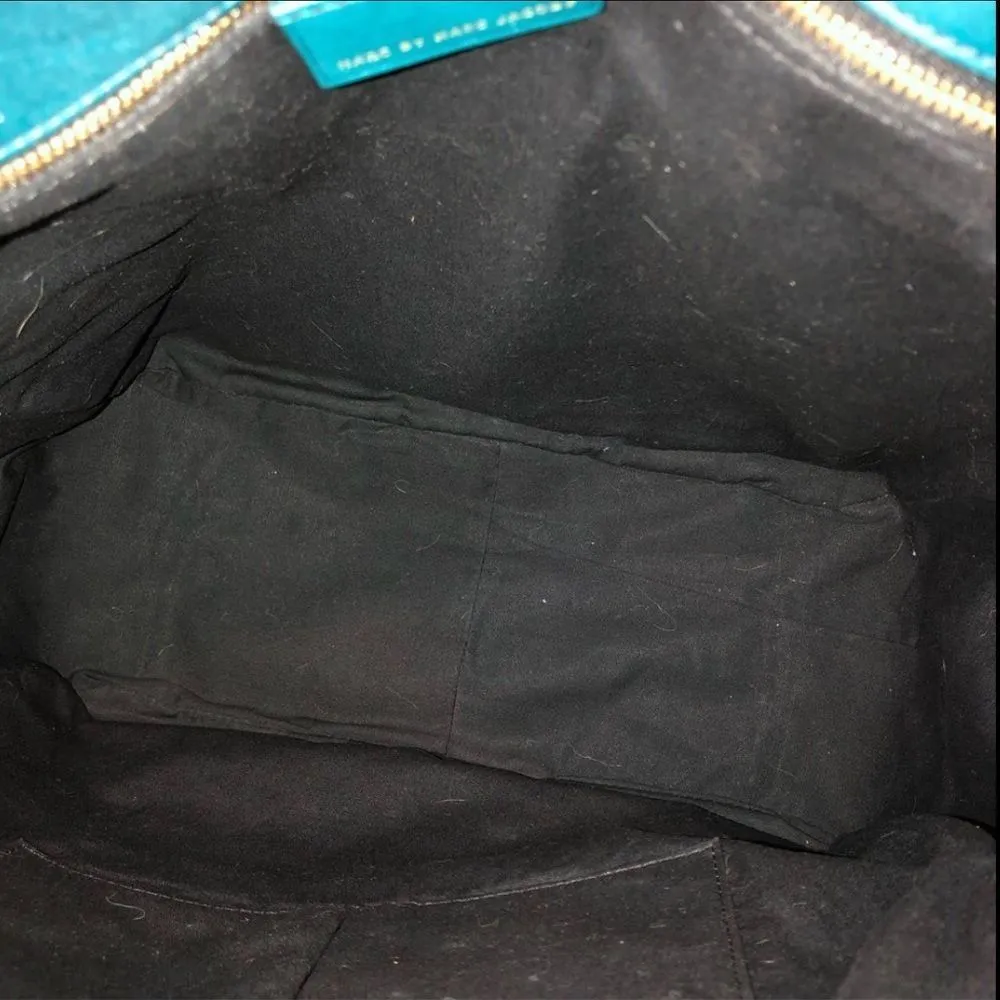 MARC JACOBS Turquoise Leather Top Handle Crossbody Tote Gold Hardware LUNA - Image 7