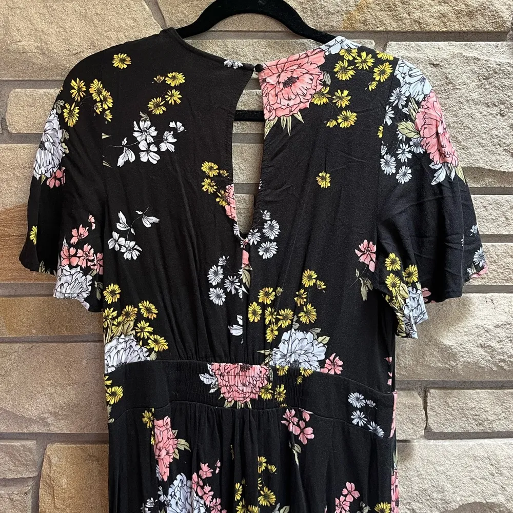 Torrid Floral Wide Leg Challis Jumpsuit Romper Women's Plus Black 0X - Image 8