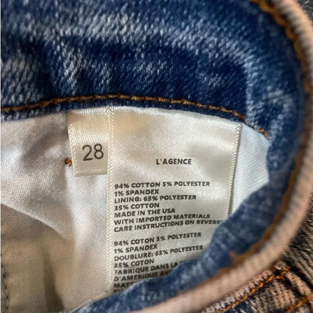 L’Agence El Matador Slim Fit High Rise Jeans Prism Blue Denim Crop Size 28 - Image 5