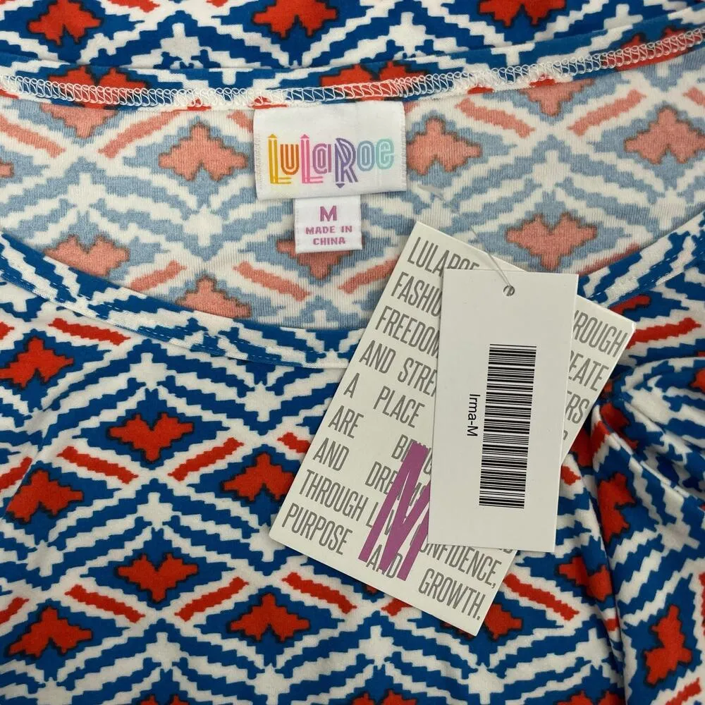 Lularoe Irma Short Sleeve Printed Oversized Tunic Top Blue Size M - Image 7