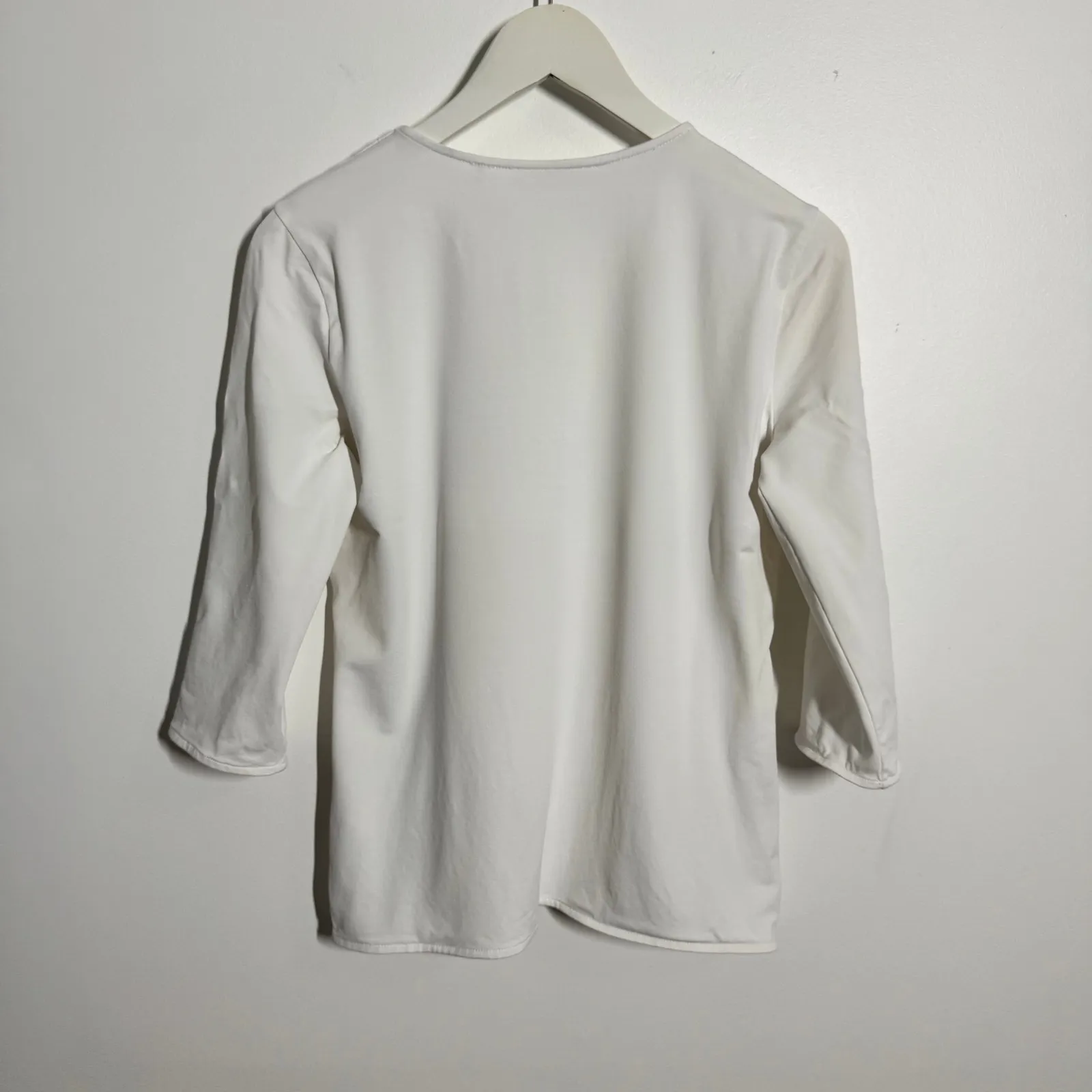 Hugo Boss Top Women's M "Elenka" White 3/4 Sleeve Blouse Quite Luxury Minimal - Image 2