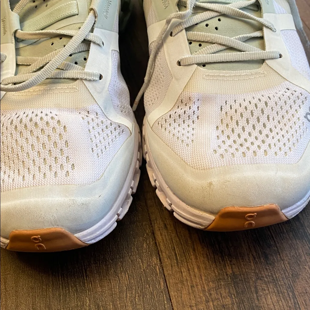 On Running White and Tan Sneakers - Image 12