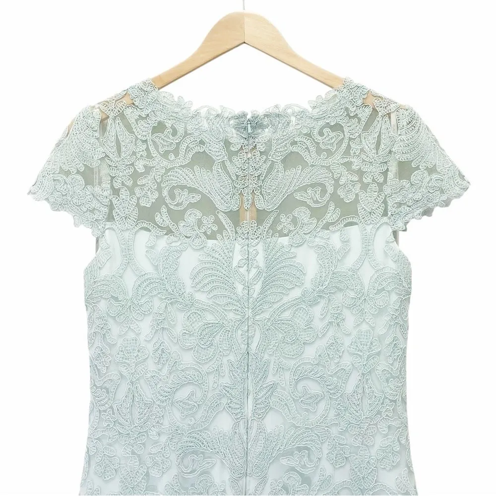 Tadashi Shoji Mint Green Lace Cap Sleeve Dress Size 12 Embroidered Cocktail - Image 6