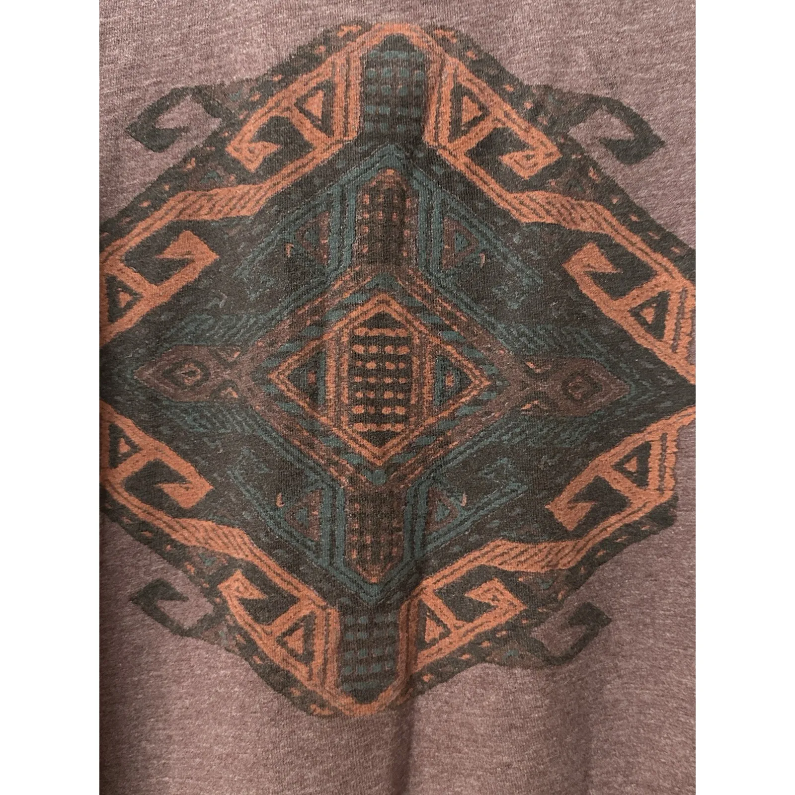 Peruvian Connection Aztec Long Sleeve Tunic Shirt Women's Medium Burgundy #A9-2 - Image 3