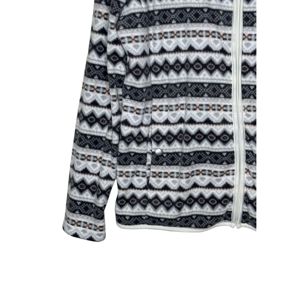 Croft & Barrow Women's Jacket Vintage‎ Full Zip Fleece Retro Monogram Pattern PM - Image 3
