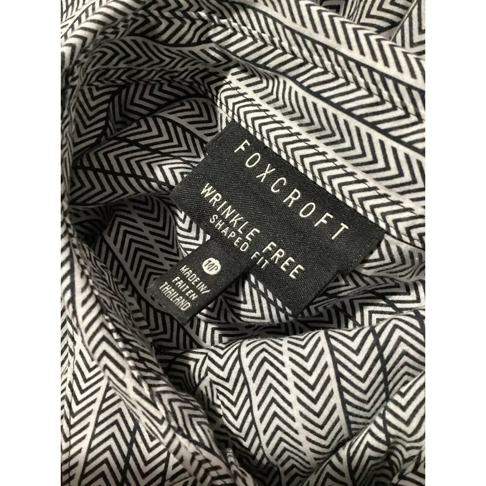 Foxcroft Womens Herringbone Pattern Long Sleeve Button Up Blouse Wrinkle Free - Image 6