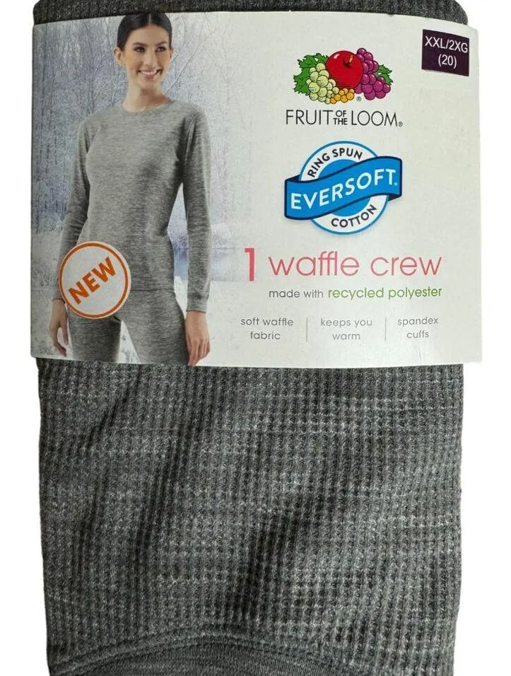 Fruit of the Loom EverSoft Women's Waffle Crew Shirt Size XXL (20) Gray - Image 6
