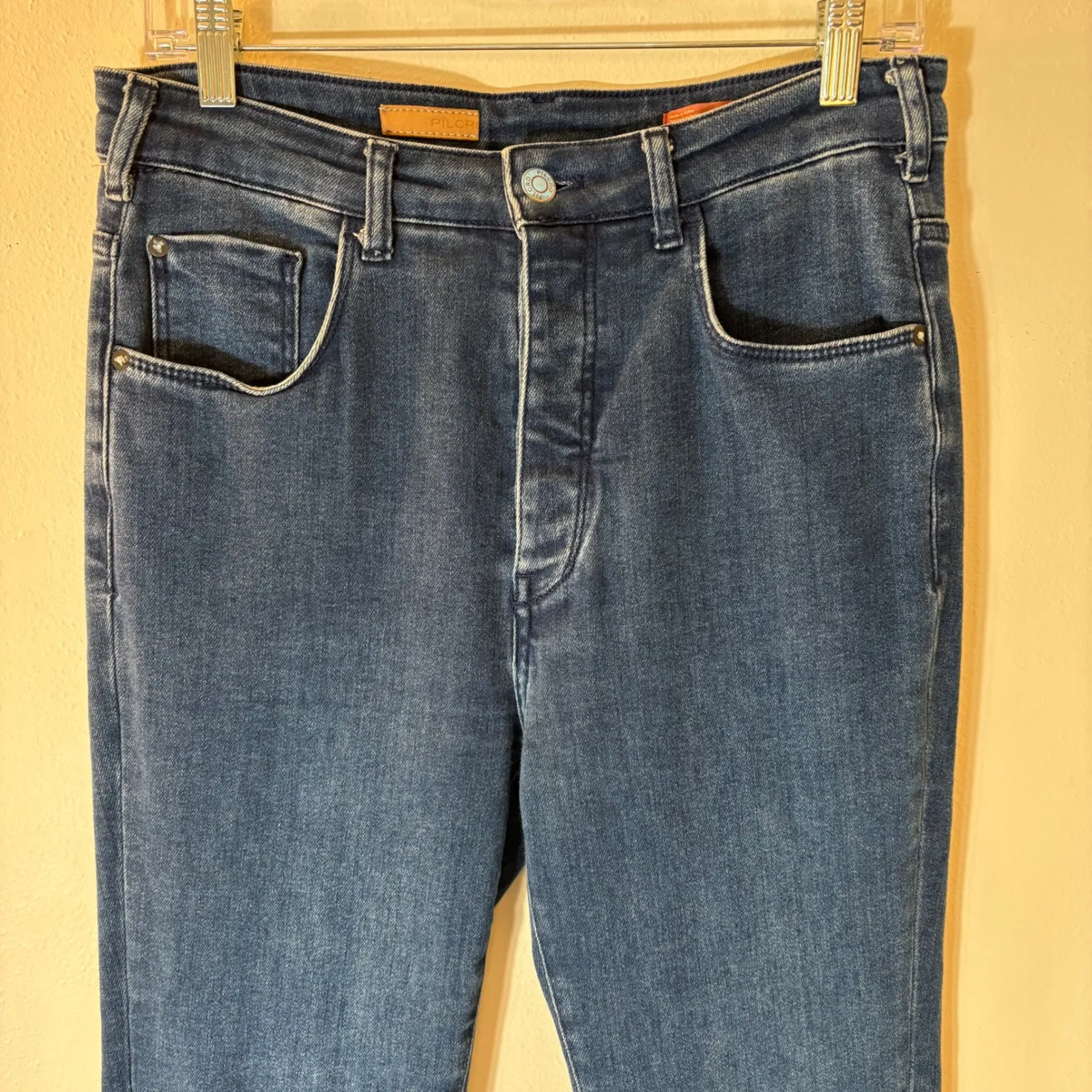 Pilcro Anthropologie THE ICON Jeans Dark Wash Button Fly Flare Size 29P - Image 2