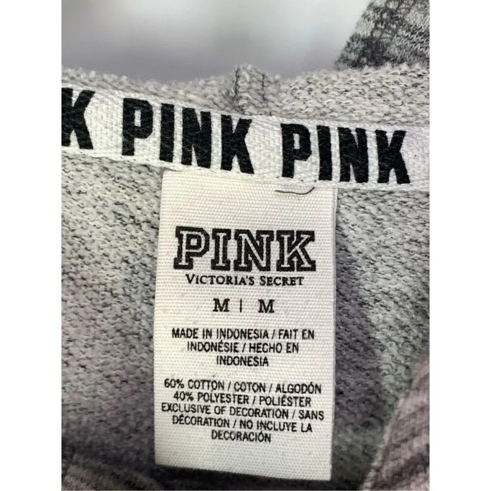 3. PINK Victoria's Secret Women's Half Zip Up Hoodie Jacket Gray Pink Medium - Image 3