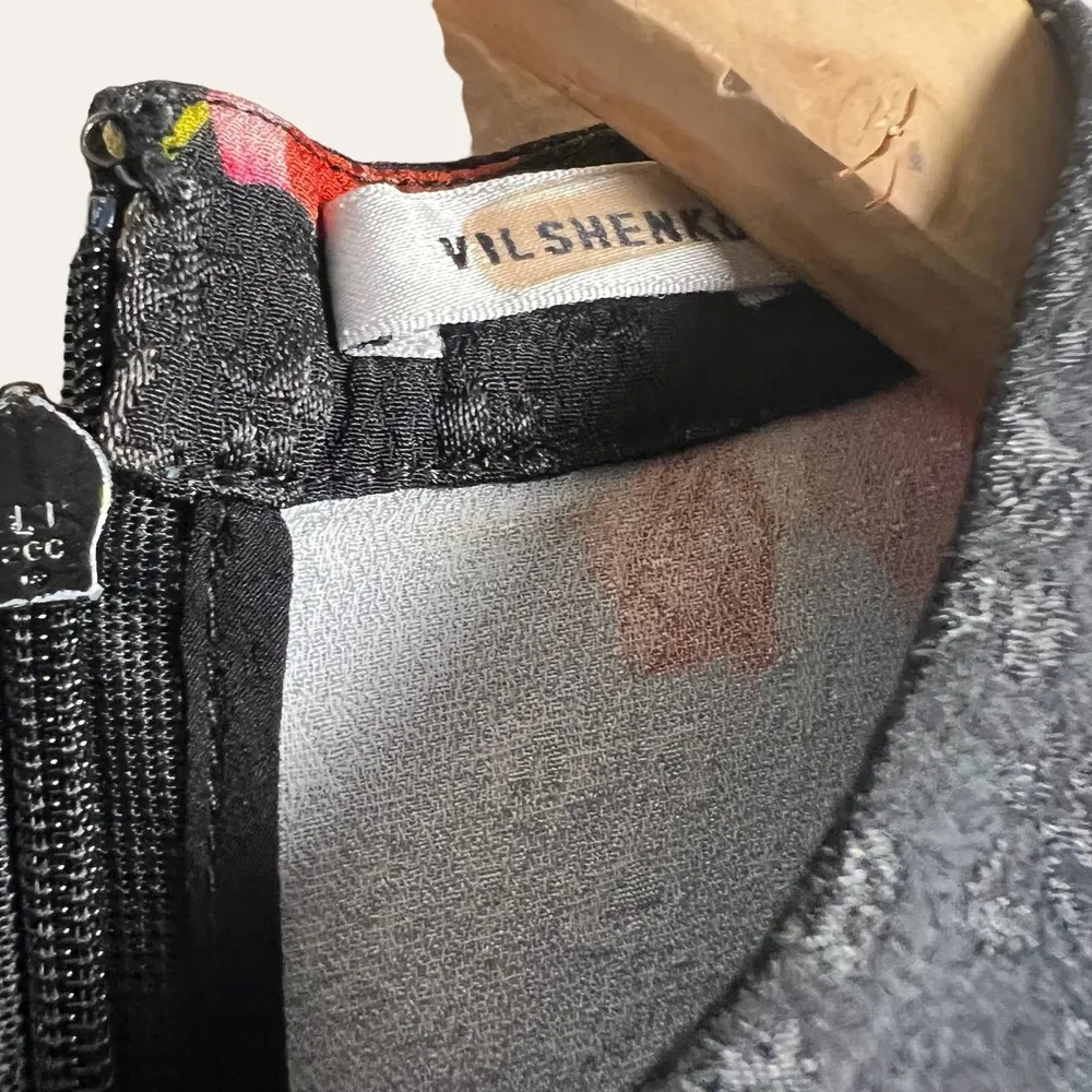 Vilshenko Michaela Jacquard Floral Black Blue Keyhole Midi Dress Size 6 - Image 5