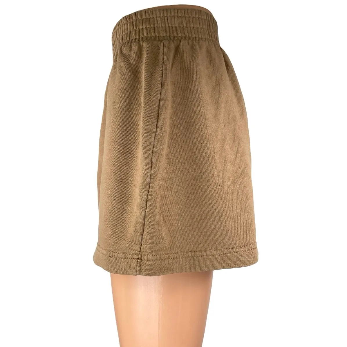 ZARA  Women's Tan High Waisted Pull On Knit Lounge Mini Sweat Shorts Size M - Image 2