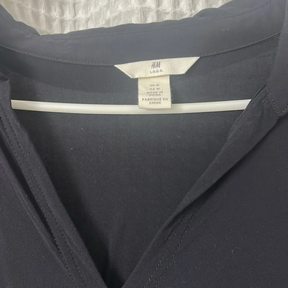 H&M L.O.G.G. Drop Waist Collared Black Dress Medium - Image 7