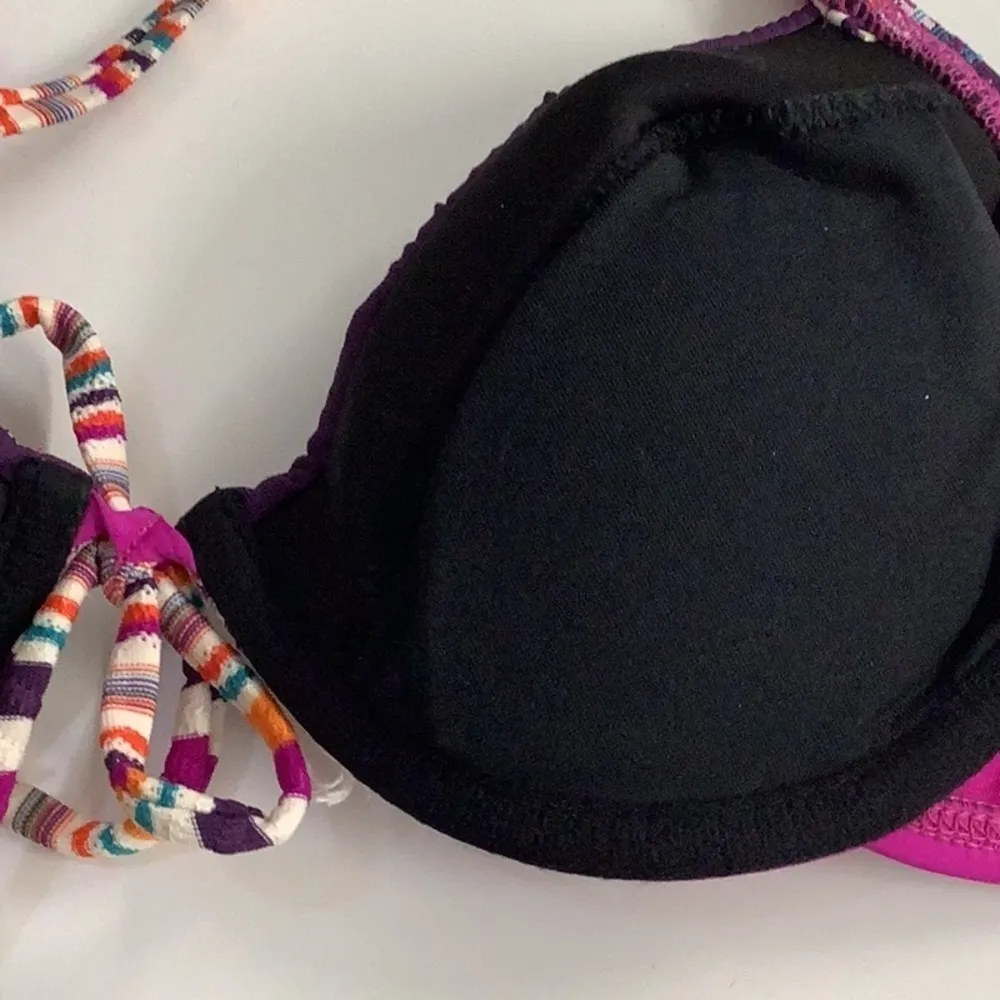 Lucky Brand Size Small Underwire Tribal Print Trim With Fringe Bikini Top. New - Image 7