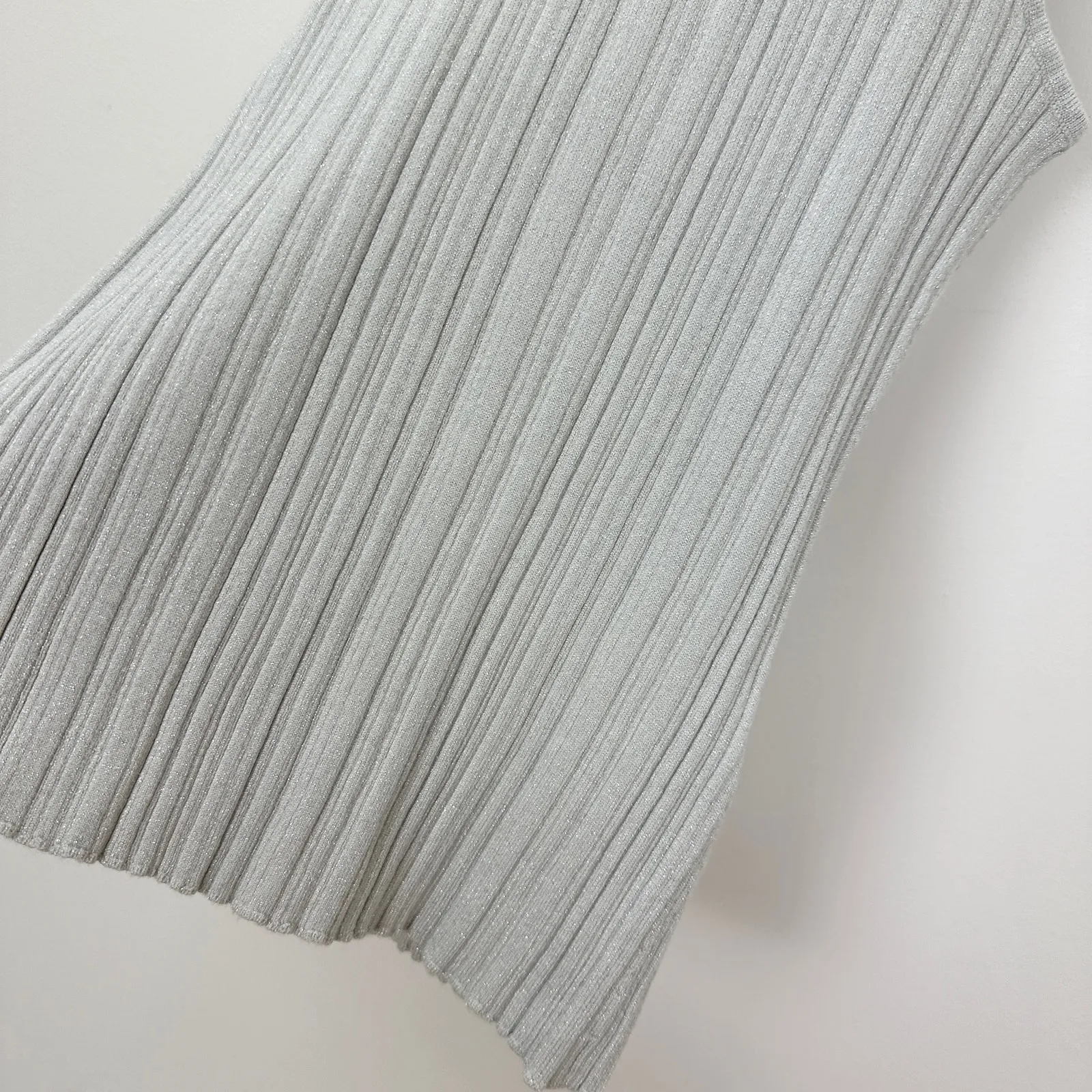 Madewell The Signature Shimmer Knit Cutaway Sweater Tank Ribbed Gray XXS NWT - Image 7