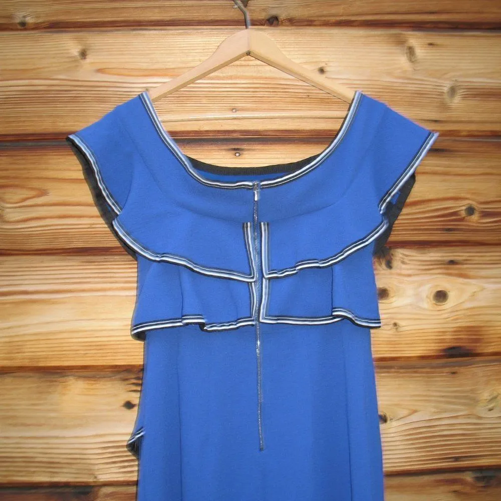 Rebecca Vallance Ruffle Mini Dress Blue Size 4 - Image 9