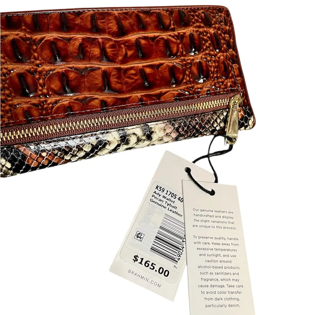 Brahmin Pecan Tybalt Ady Snap Close Wallet Snake Croc Embossed Leather $165 NWT - Image 6