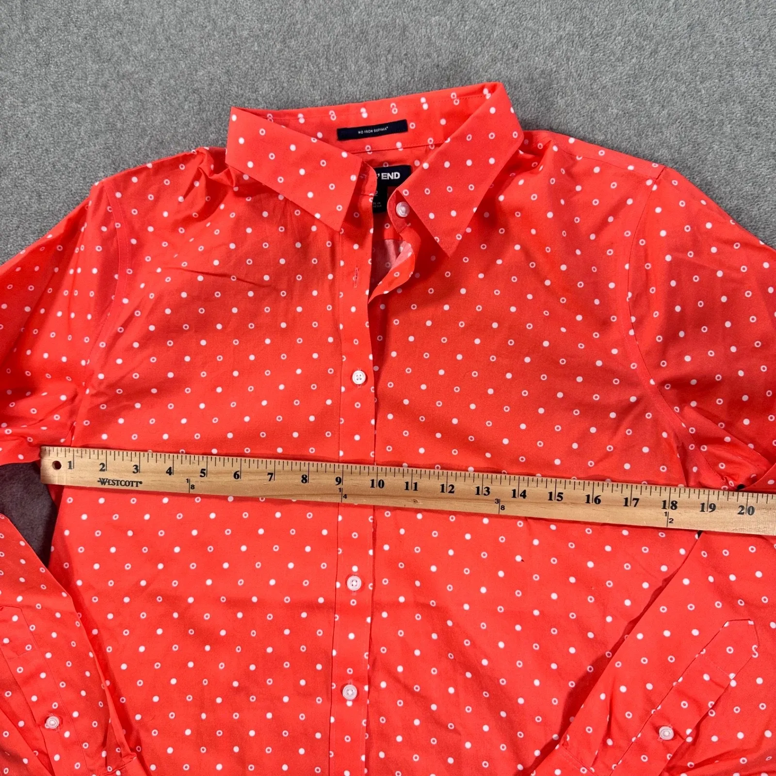 Lands' End No Iron Supima Button Down Shirt Women's 12 Watermelon Sorbet Print Pink - Image 5