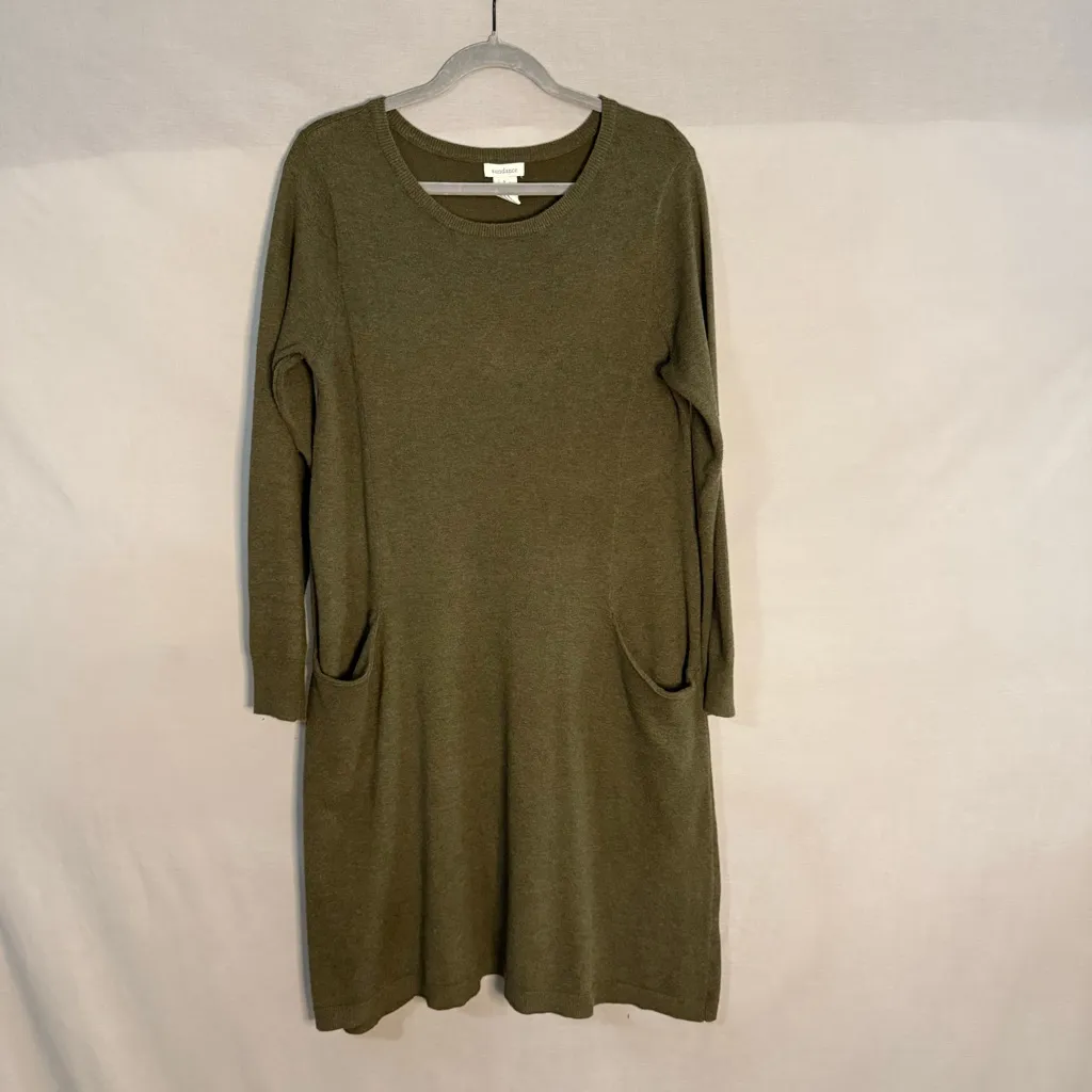 Sundance Film Noir Silk Blend Olive Green‎ Lagenlook Sweater Dress Large Casual Green - Image 2