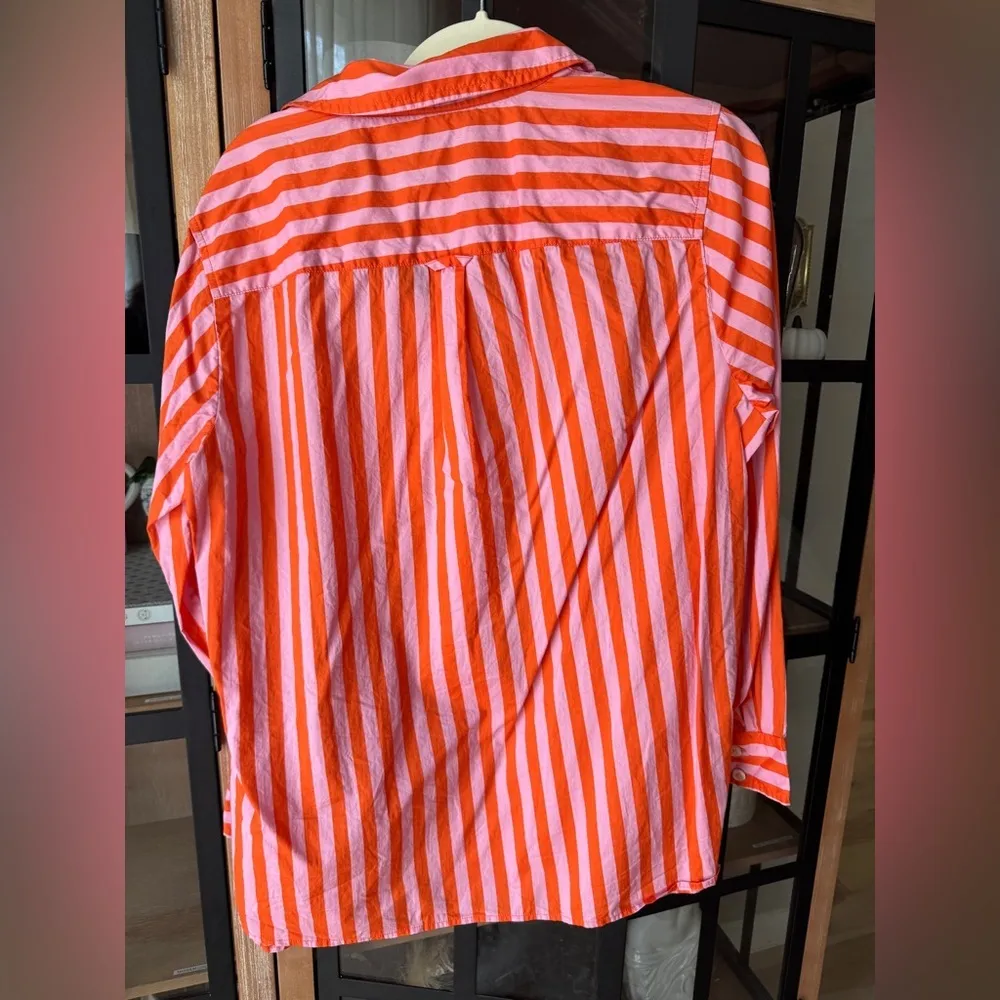Talbots plus button down striped shirt long sleeve front colorblock cotton - Image 6