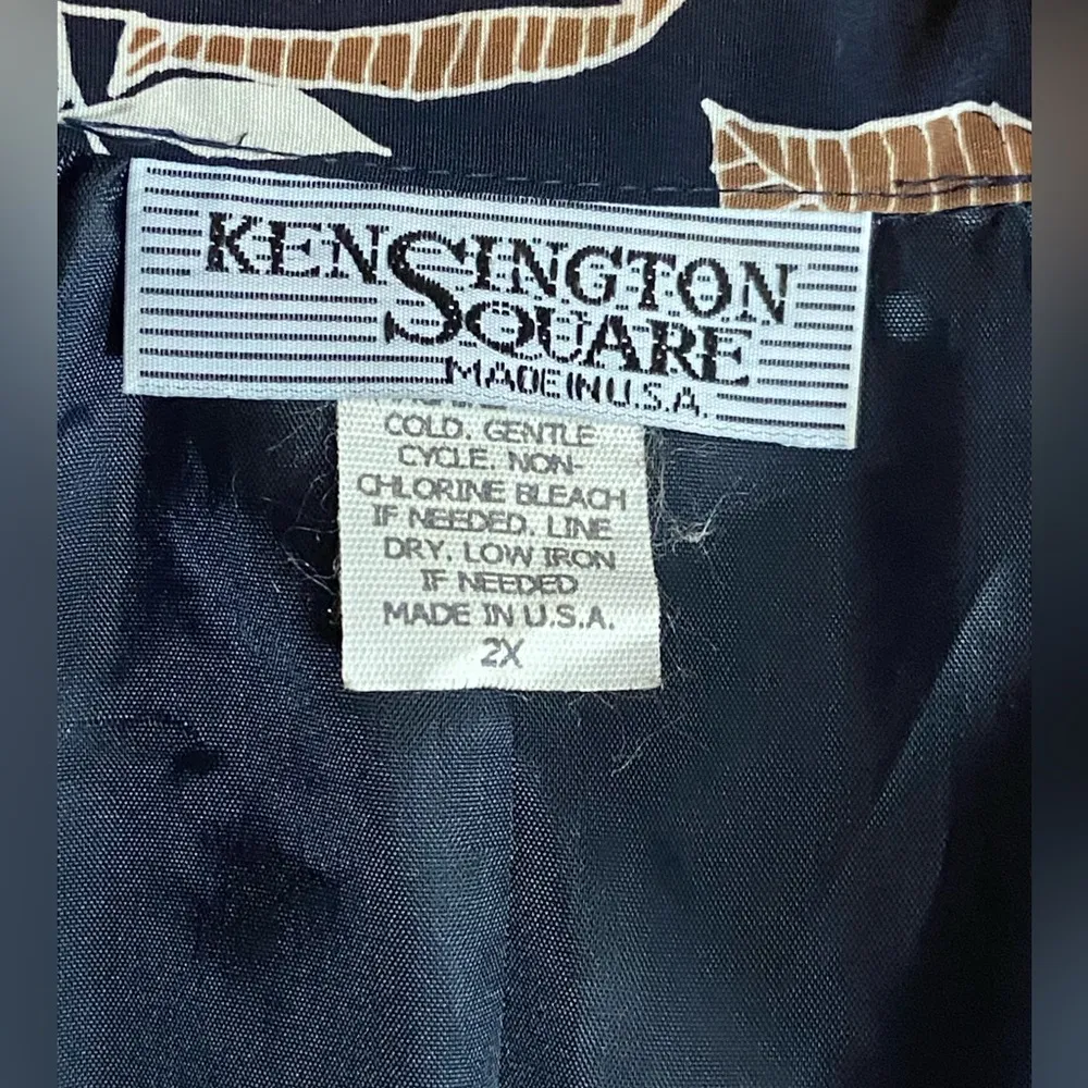 Vintage Kensington Square Womens Abstract Print Blazer Size 2X Made In USA Blue - Image 5