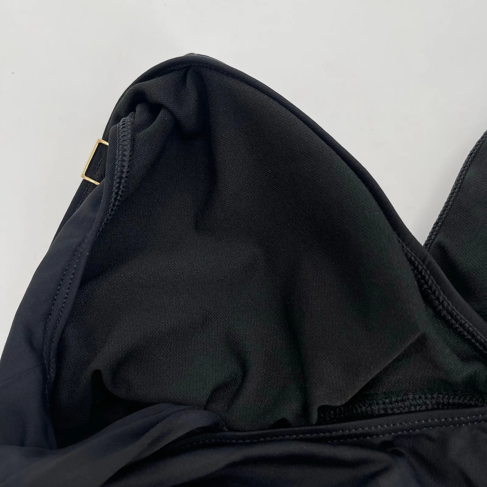 LAUREN RALPH LAUREN Tankini Top Size 6 Black NWOT Beach Club Gold Detail NEW - Image 9