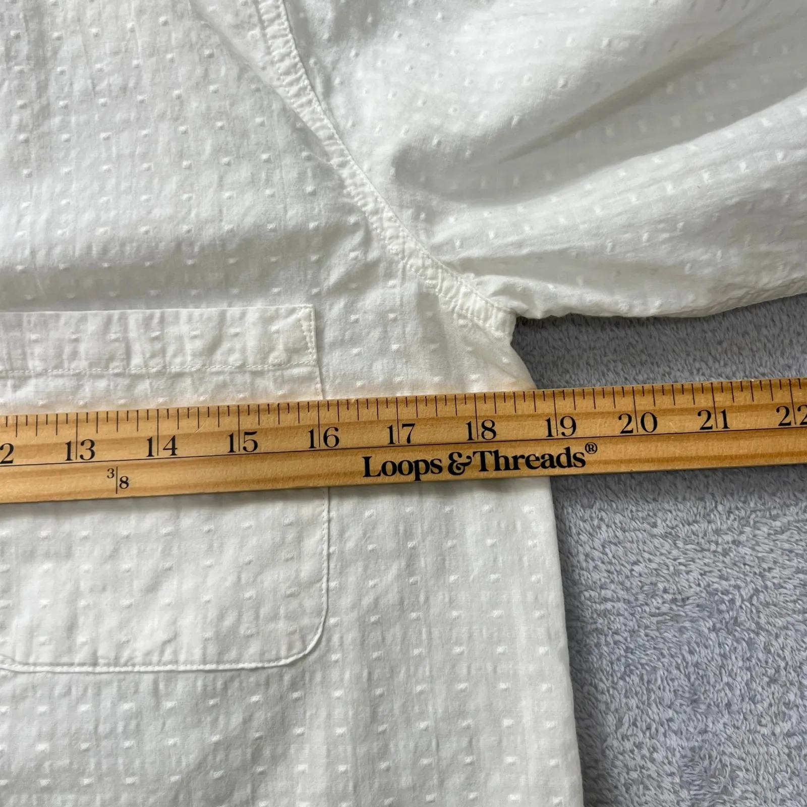 Marine layer  White Cotton‎ Dobby Button Down Blouse Womens Small Textured  Shirt - Image 7