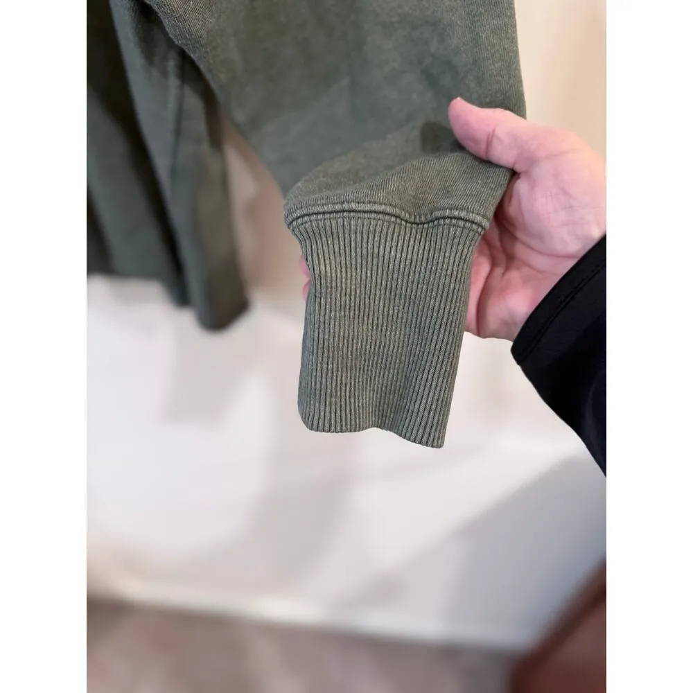 Aerie Long Sleeve Raw Hem Turtleneck Sweatshirt Green Women's Size Small Petite - Image 5