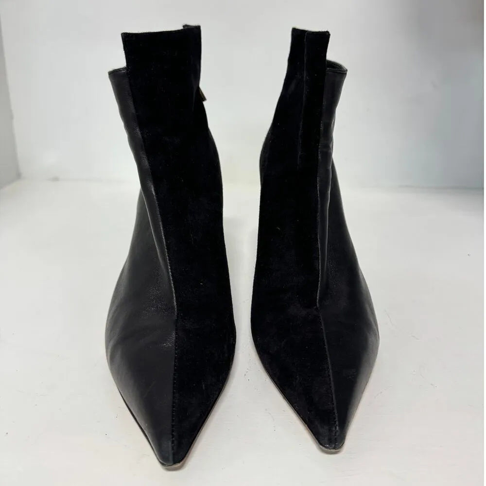 Lafayette Suede & Leather Dual Trim Pointed Stilettos Ankle Boots Black 38.5 / 8 - Image 2