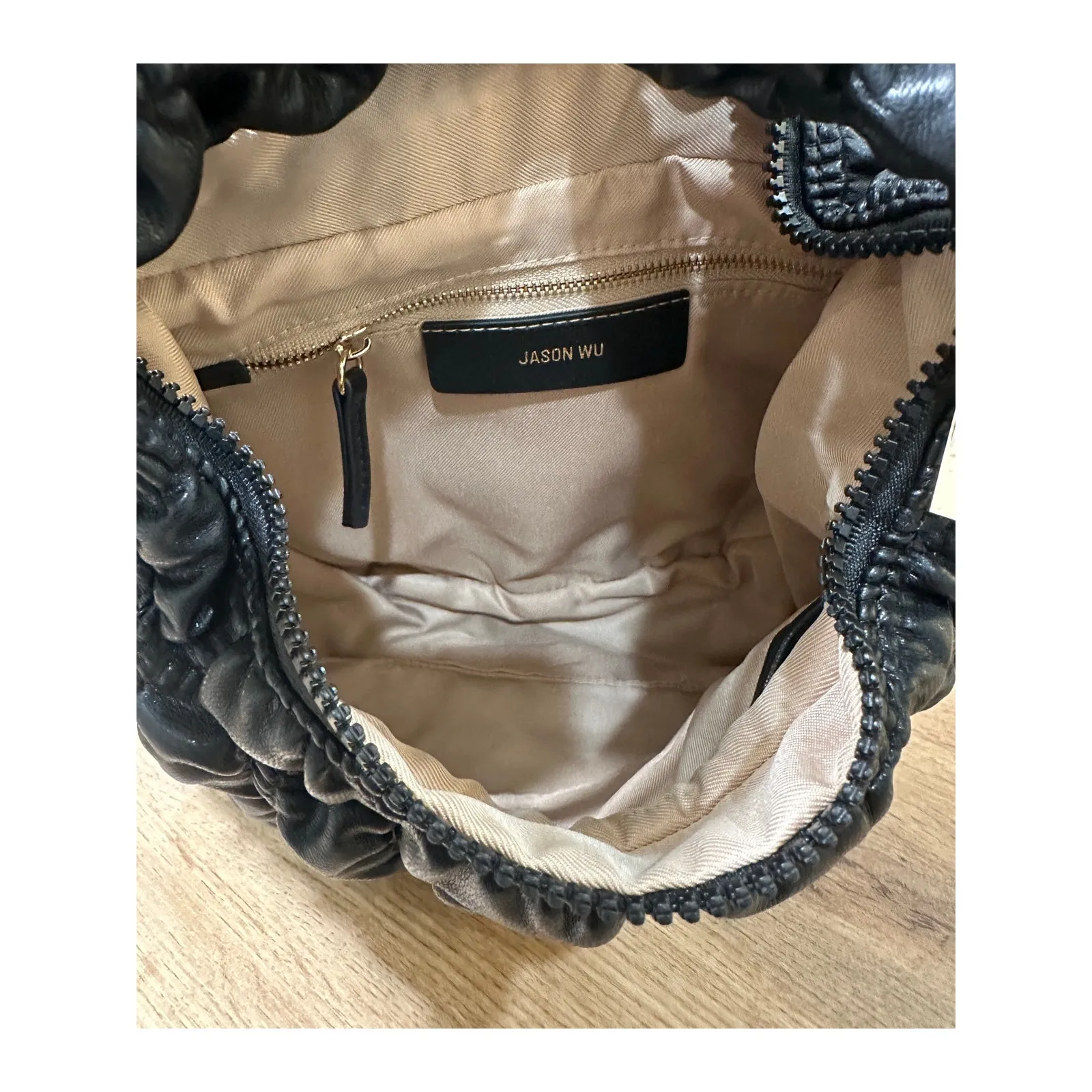 Jason Wu Fay Baguette Bag Black Vegan Leather Pre-Loved Quilted Top Handle - Image 15