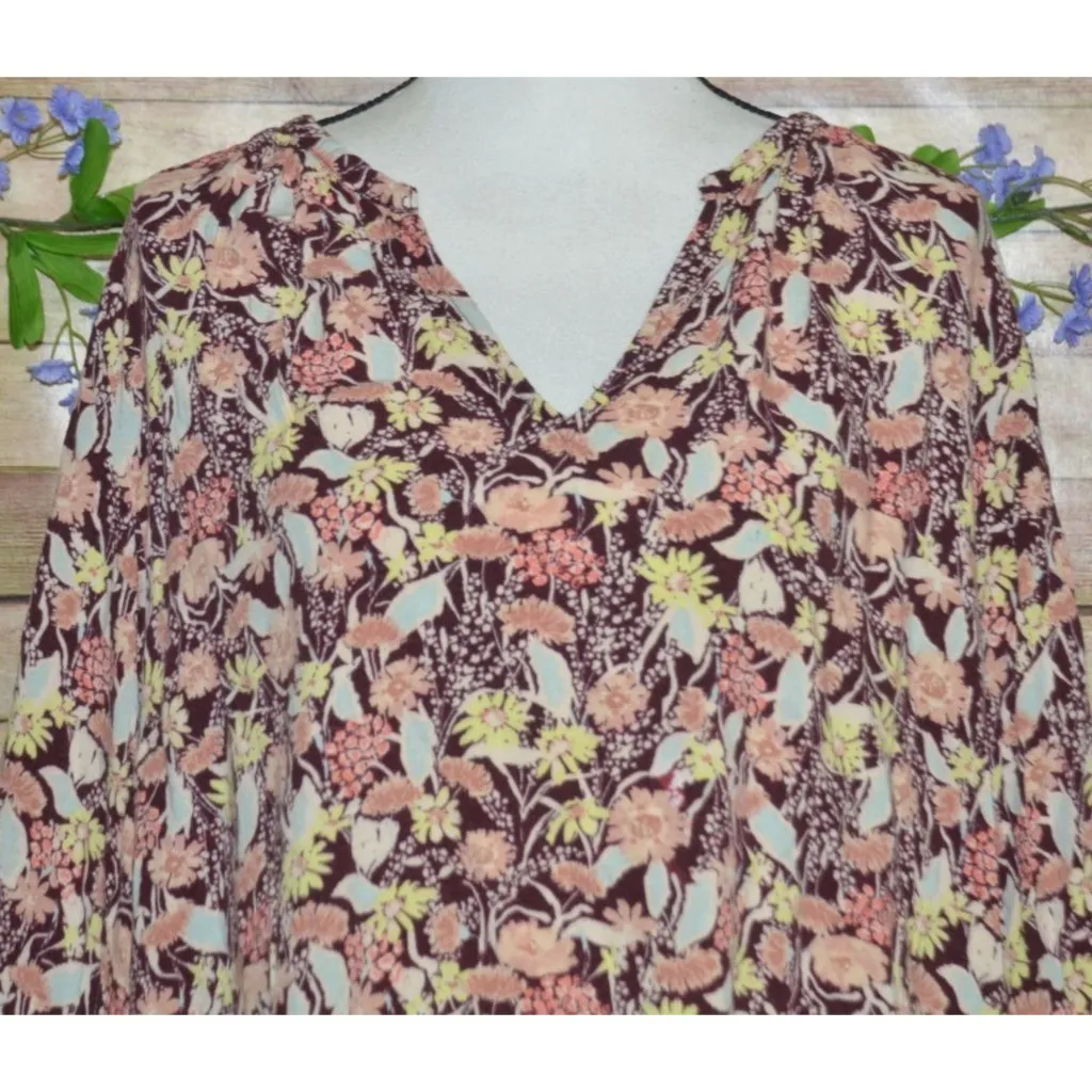 Ava & Viv Women's V-Neck Blouse Plus Size 1X Floral Fall Leaves 3/4 Sleeves - Image 2