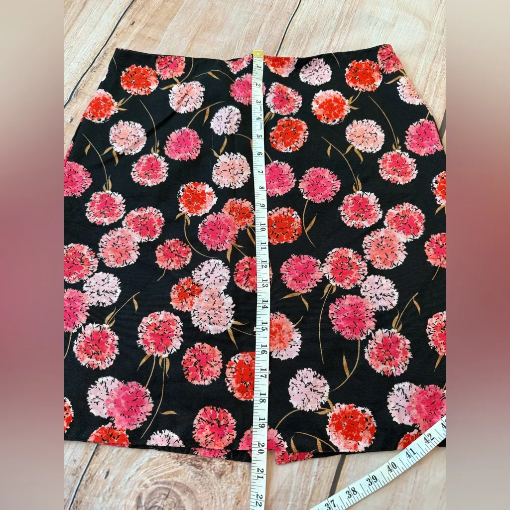 talbots 12P PETITE pink black floral poppy canvas skirt pencil career Flaw - Image 3