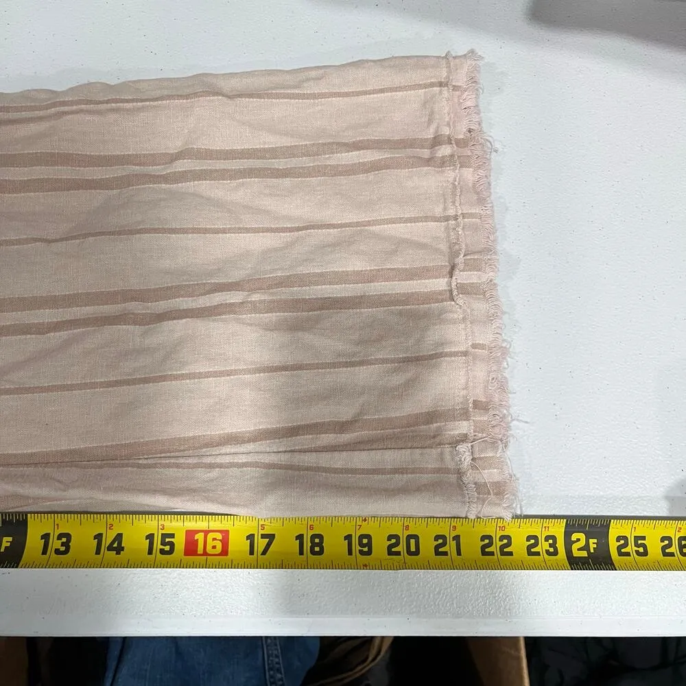Beau Dawson Stripe Beige Linen Blend Crop Flowy Boho Wide Leg Pants Womens Med - Image 7