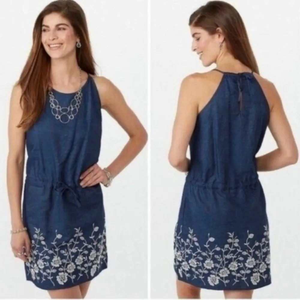 Westport Dress Denim Chambray Embroidered Sleeveless Dress Womens Size XL Petite - Image 14