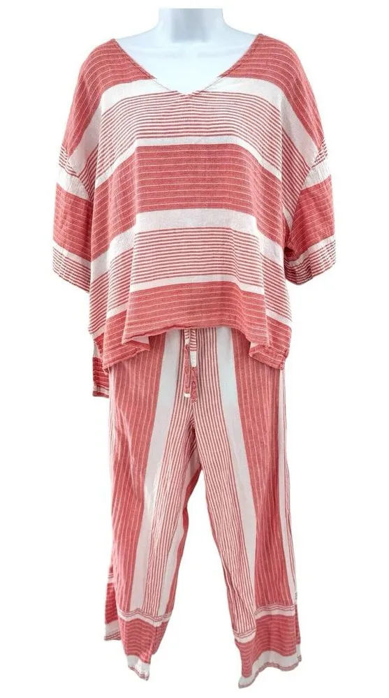 Seafolly Jacquard Beach Pants and Top 2 Piece Set Size M/L Resort Vacation - Image 1