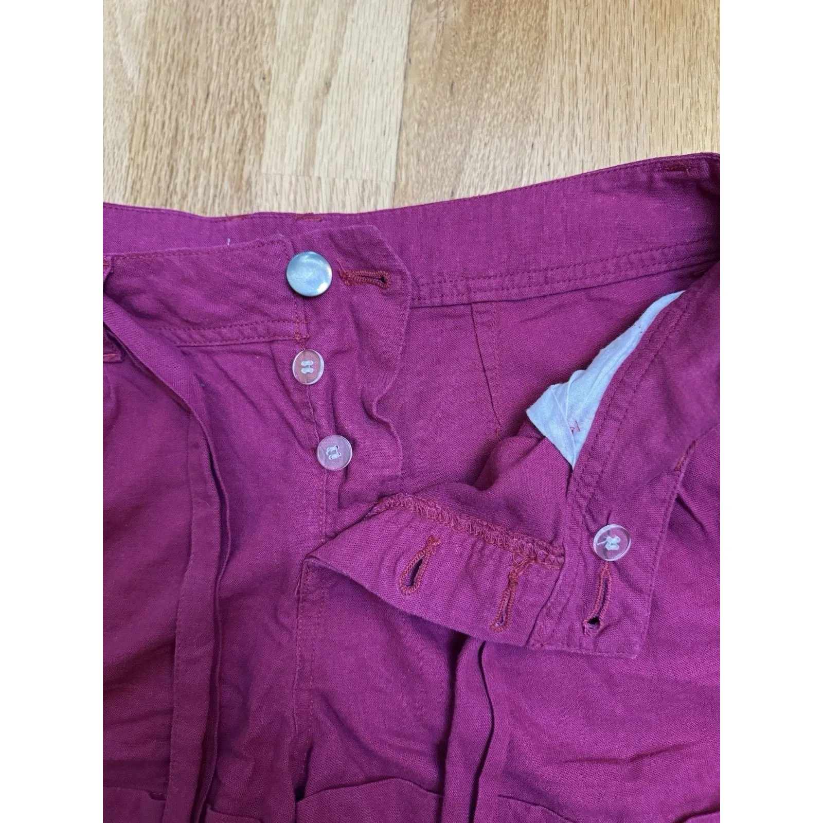 Forever 21 Women's Magenta Purple Linen Blend Shorts With Belt Size 29 - Image 4