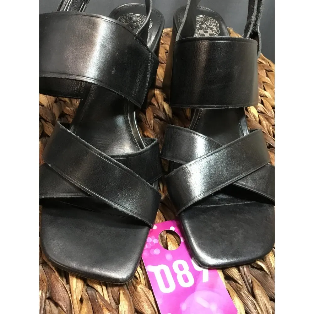 Vince Camuto Bebendy Women's 10 M Black Leather Back Strap Block Heel Sandal - Image 3