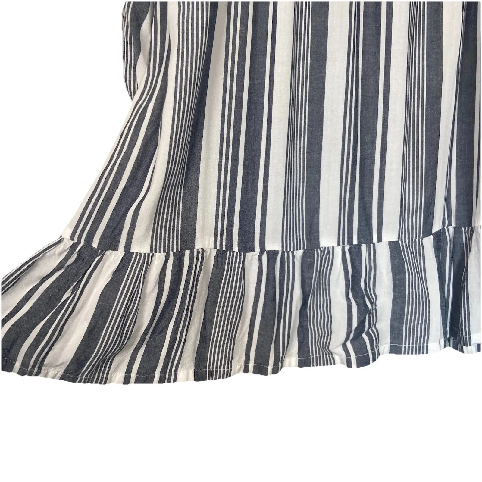 Surf Gypsy Blue White Stripe Off Shoulder Dress Sz M Nautical Boho Beach Resort - Image 6